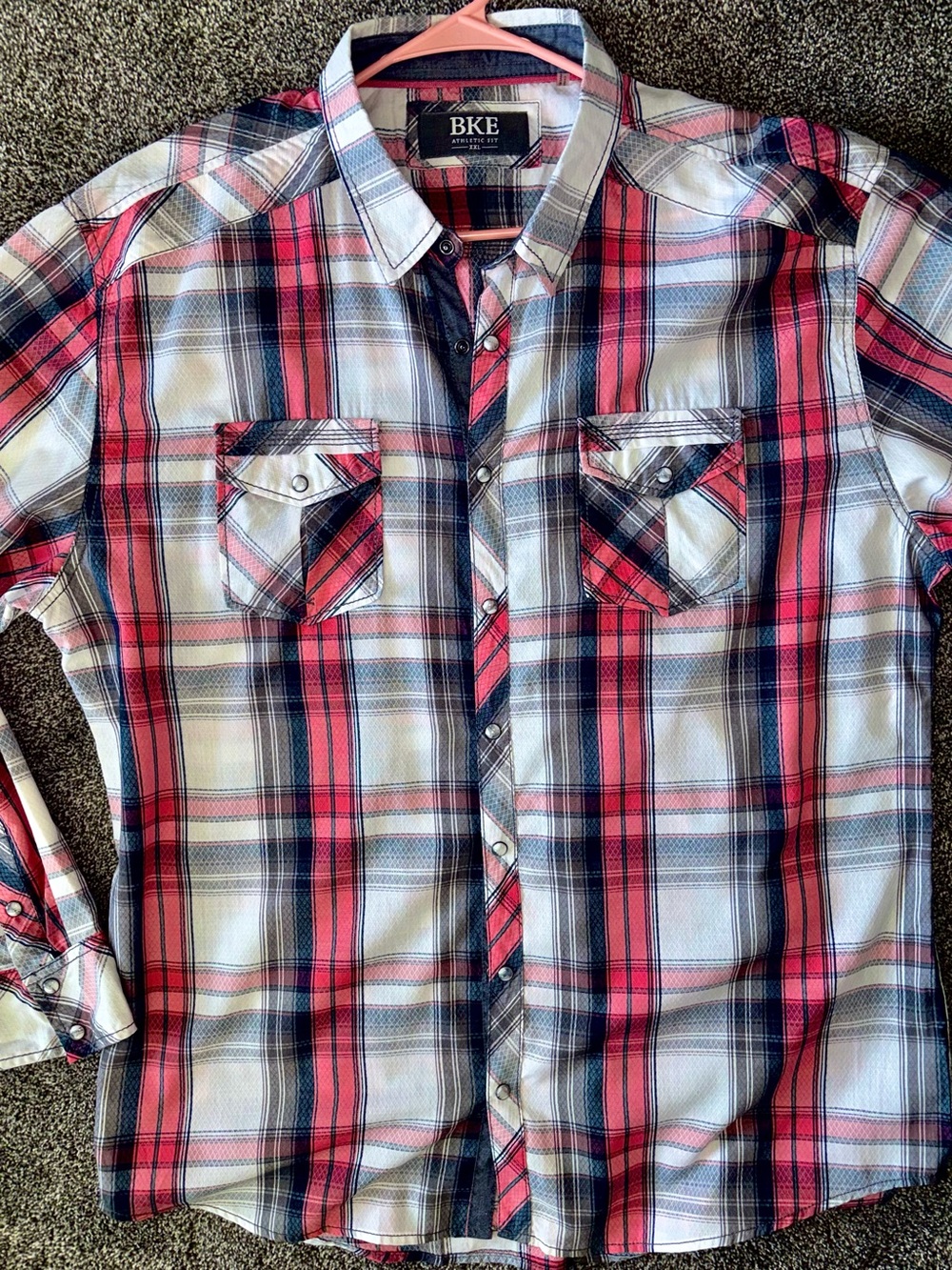 BKE Men’s Red and Black Pearl Snap/Plaid Button-Down Shirt XXL